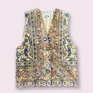 Love Apples by Stephanie Vintage 90s Tapestry Trend Vest Classic Western